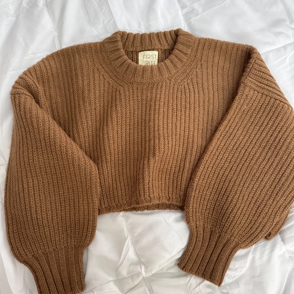 First Rite Women's Crop Crew Neck Sweater